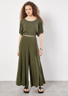 Linen Blend Palazzo Trousers, Khaki, large
