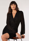 Mini-robe Sparkle Wrap, Noir, grand