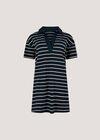 Cotton Stripe Polo Mini Dress, Navy, large