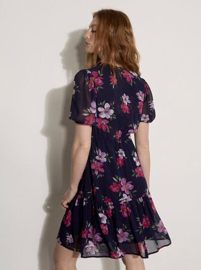 Floral Rose Chiffon Mini Dress