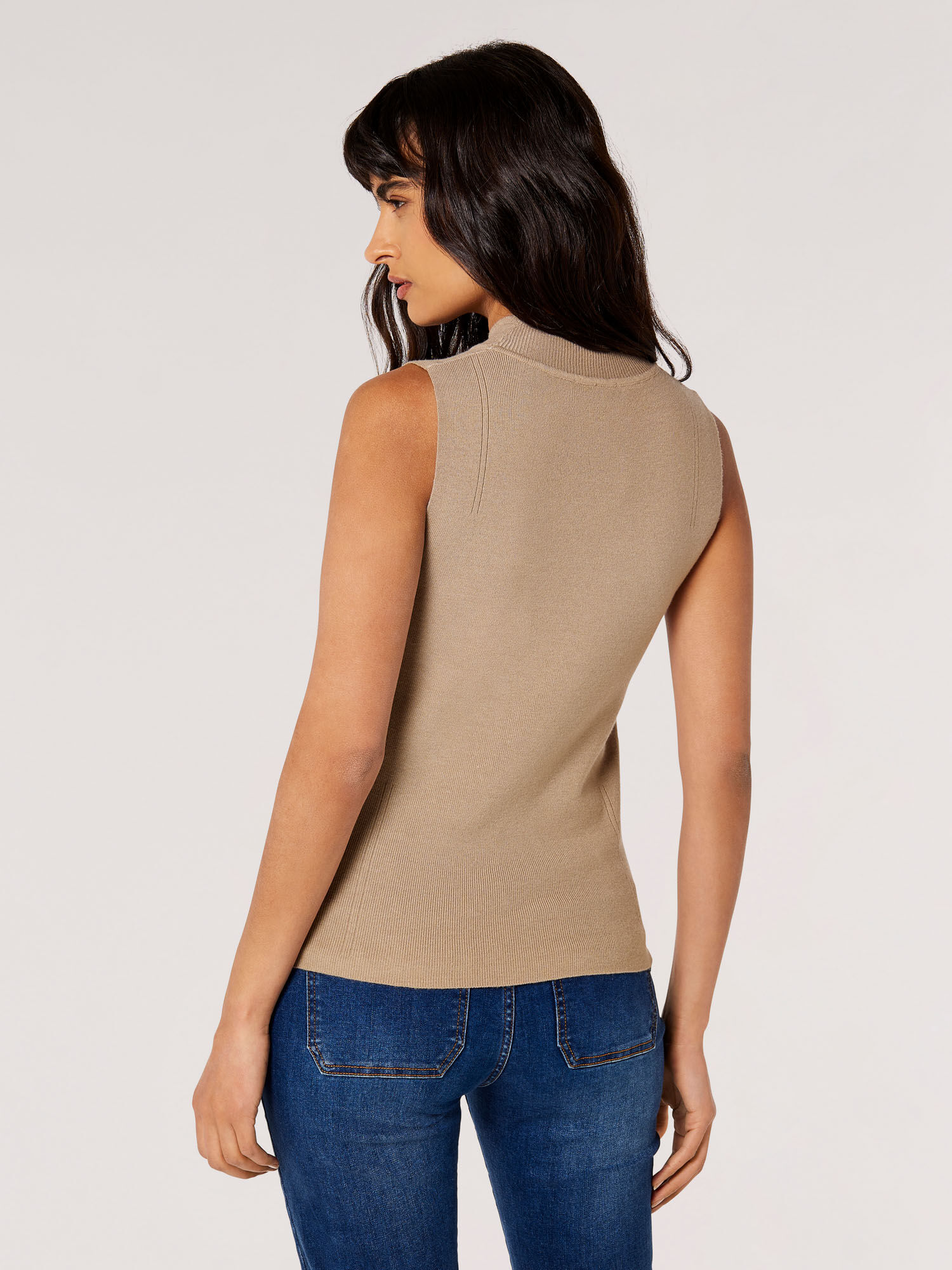 Mock Neck Knitted Top | Apricot Clothing