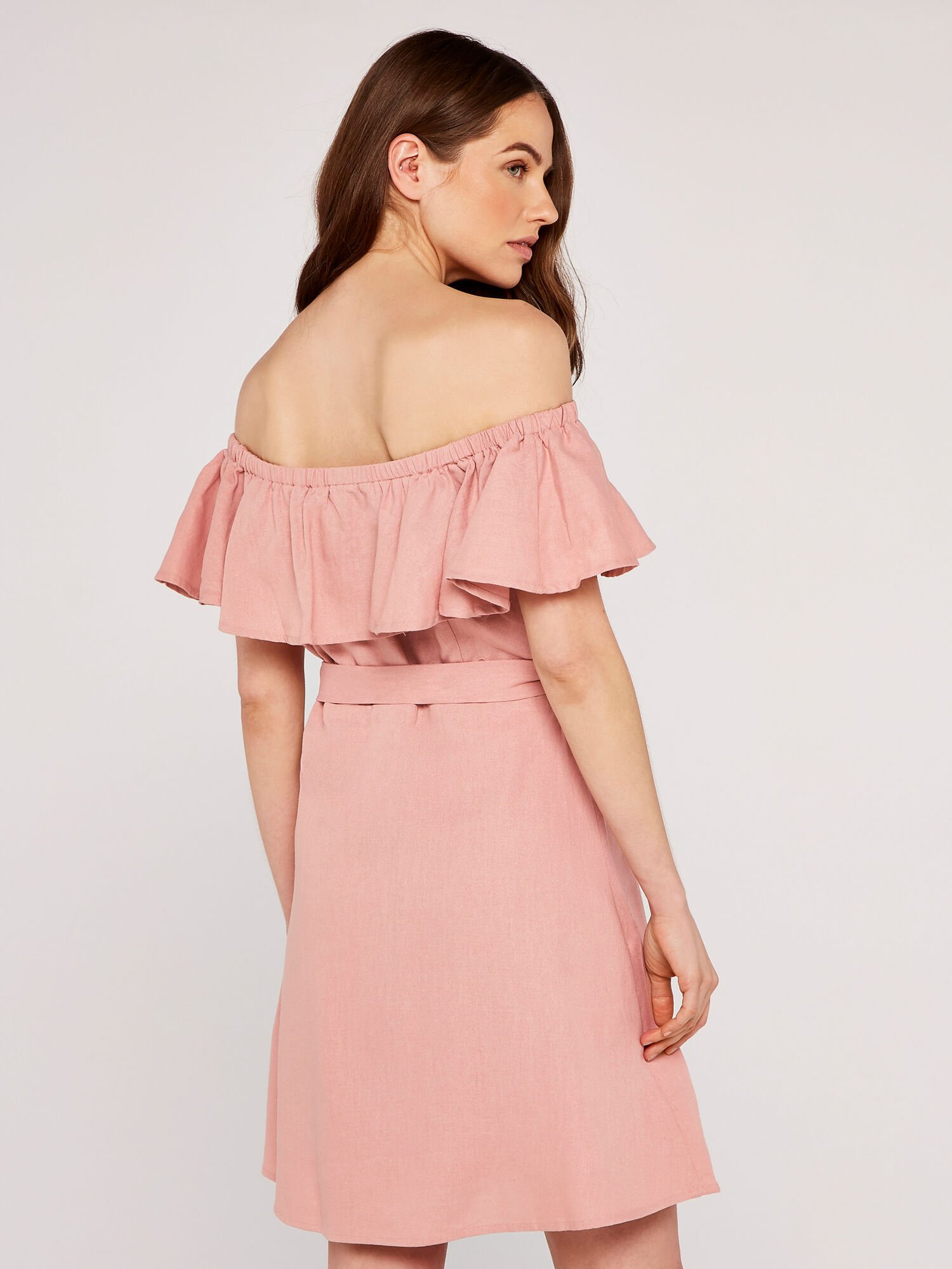 Linen bardot dress top