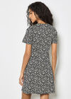 Petal Print Fit And Flare Jersey Mini Dress, Black, large