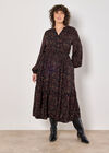 Curve Painterly Paisley Midi Dress, Black, large