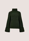 Chunky Knit Roll Neck Jumper, Green, large