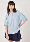 Oversized Slub Shirt, Blue, large