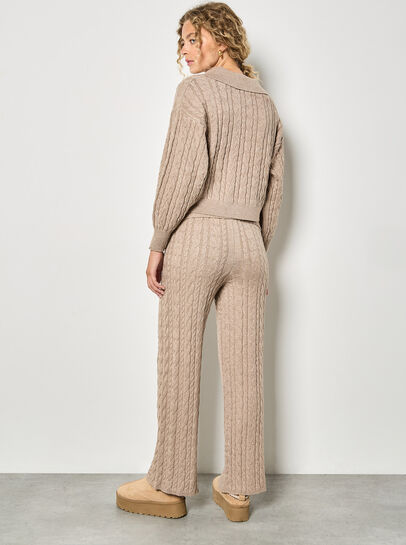 Twisted Cable Knit Wide Leg Trousers