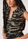 Minikleid mit Reißverschluss und Zebramuster, Khaki, Größe L