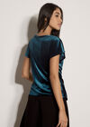 Asymmetric Ruched Velvet Top, Teal, large