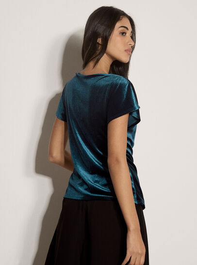 Asymmetric Ruched Velvet Top