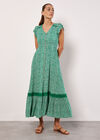 Robe longue à imprimé pois, Vert, grand