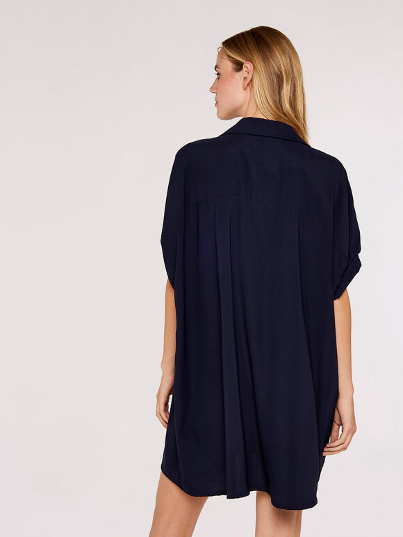 Oversized  Shirt Dress, Navy, large