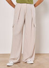 Wide Leg Fluid Cargo Trousers, Stone, large