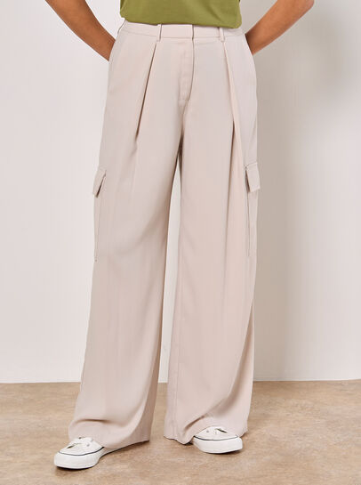 Wide Leg Fluid Cargo Trousers