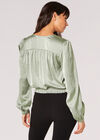 Soft Satin Wrap Top , Mint, large