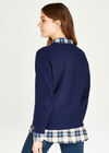 Rib Knit Batwing Jumper, Navy, large