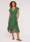 Floral Ruffle Midi Dress, Green, large