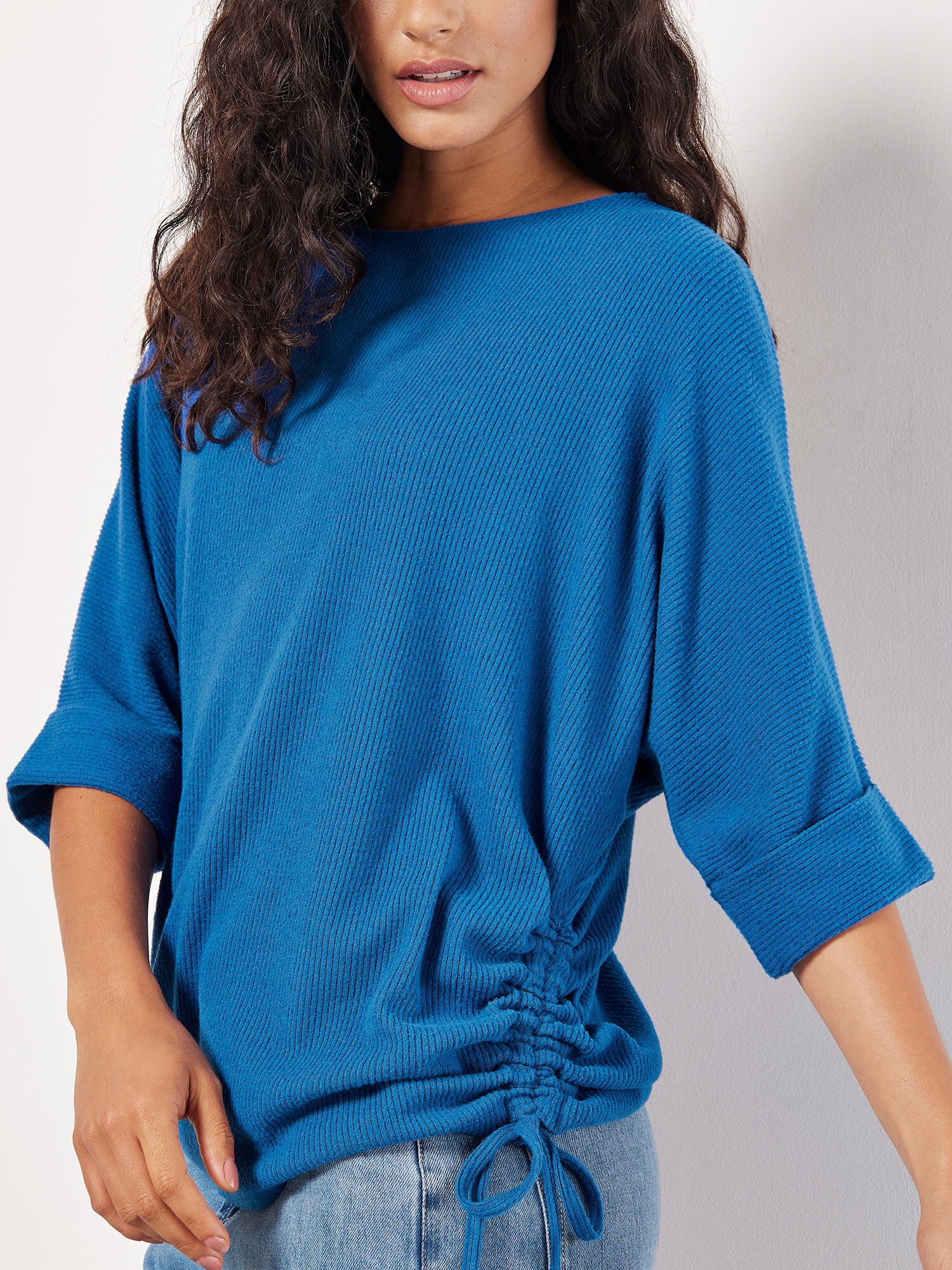blue batwing top