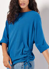 Soft Touch Drawstring Batwing Top, Blue, large