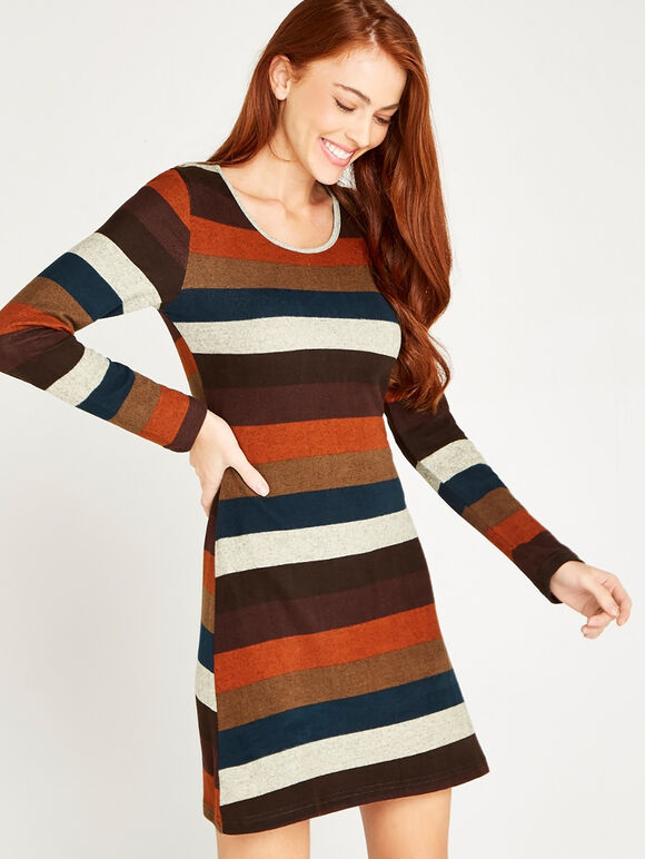 Stripe Long Sleeve Tunic, Green, large