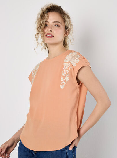 Floral Embroidered Crepe Top