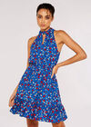 Ditsy Halter Mini Dress, Blue, large