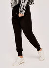 Drawstring Knitted Joggers, Black, large