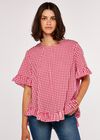 Gingham Ruffle Top, Red, large