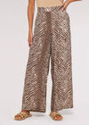 Zebra Palazzo Trousers, Brown, large