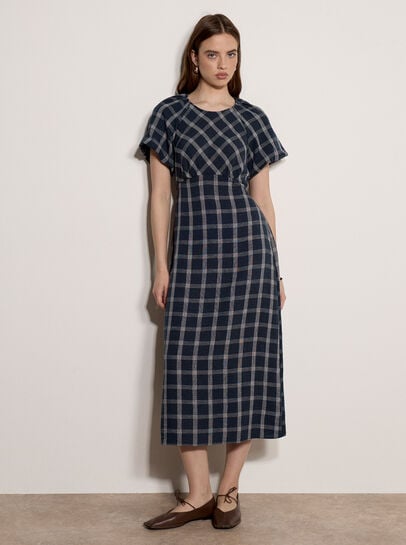 Check Print Midaxi Dress