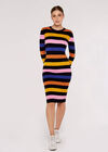 Striped Knitted Midi Dress, Black, large
