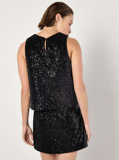 Sequin Velvet Sleeveless Top