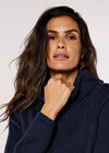 Roll Neck Wrap Jumper, Navy, large
