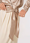 Textured Satin Wrap Top, Stone, large