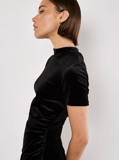 Velvet Ruched Mini Dress