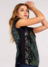 Sequin Embellished T-Shirt, Black, large