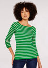  Stripe Ribbed Jumper, Green, large