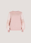 Contrast Crochet Sleeves Jumper, Pink, large