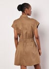 Utility Shirt Mini Dress, Brown, large