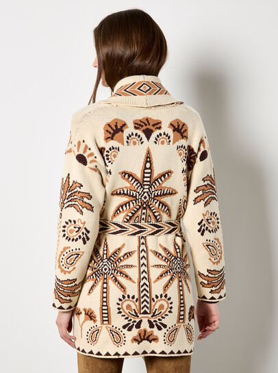 Chevron Palm Belted Cardigan