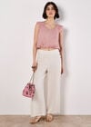 Sheer Crinkle Bubble Hem Crop Top, Pink, large