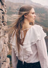 Ruffle Collar Blouse, White, large
