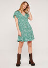 Ditsy Button Down Tea Dress, Green, large