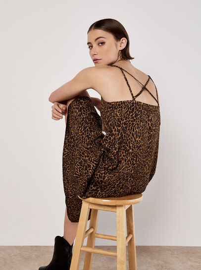 Animal Print Crepe Maxi Slip Dress