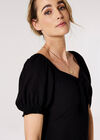 Tie Detail Milkmaid Midaxi Dress, Black, large