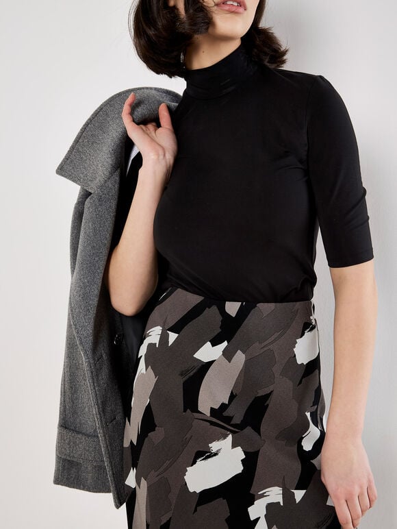 Brushstroke Bias Maxi Skirt, Dark Grey - Charcoal, large