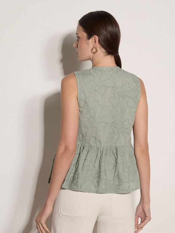 Floral Embroidered Peplum Top
, Mint, large