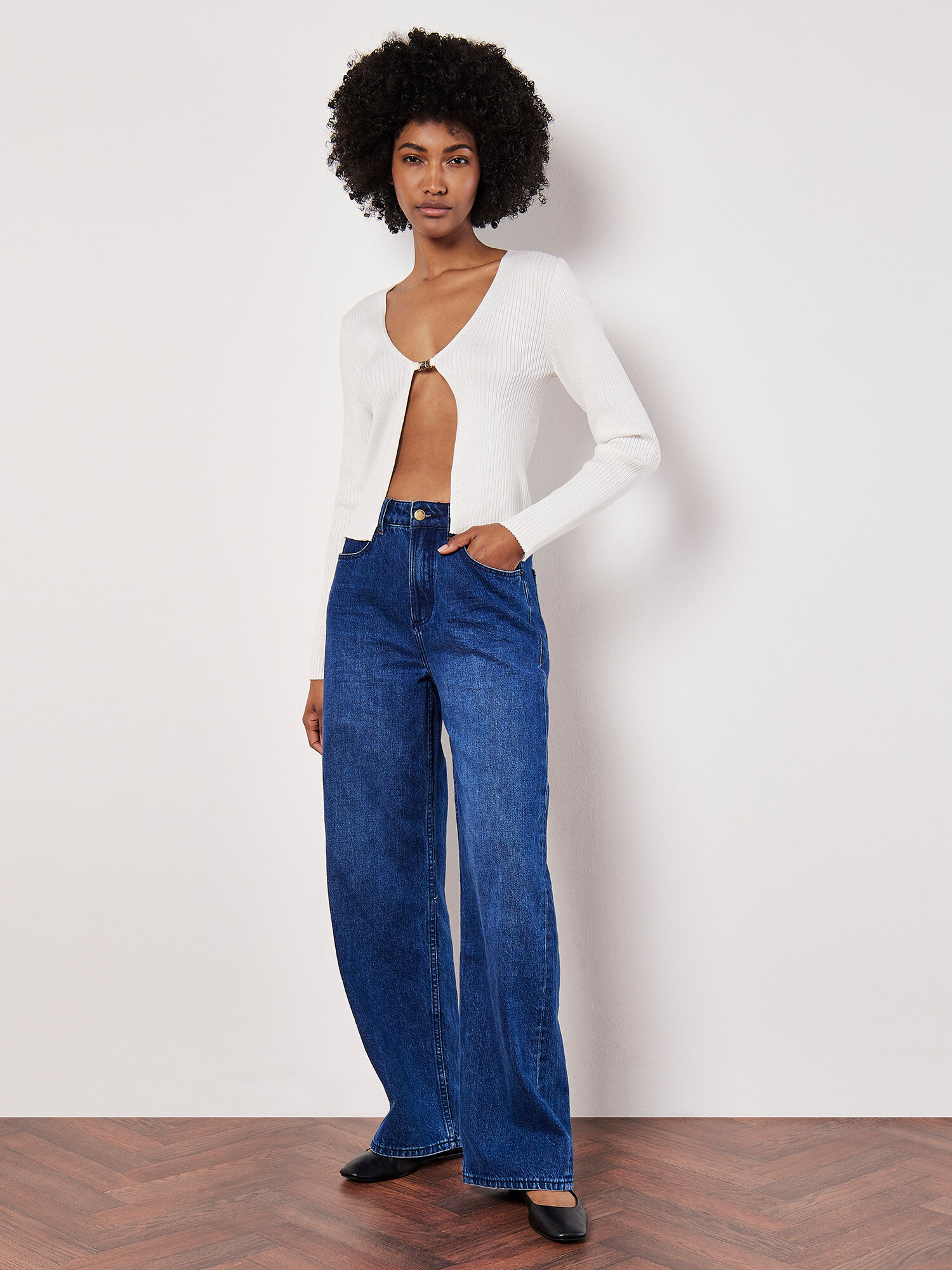 Ribbed Knit Front Clip Cardigan | Apricot Clothing