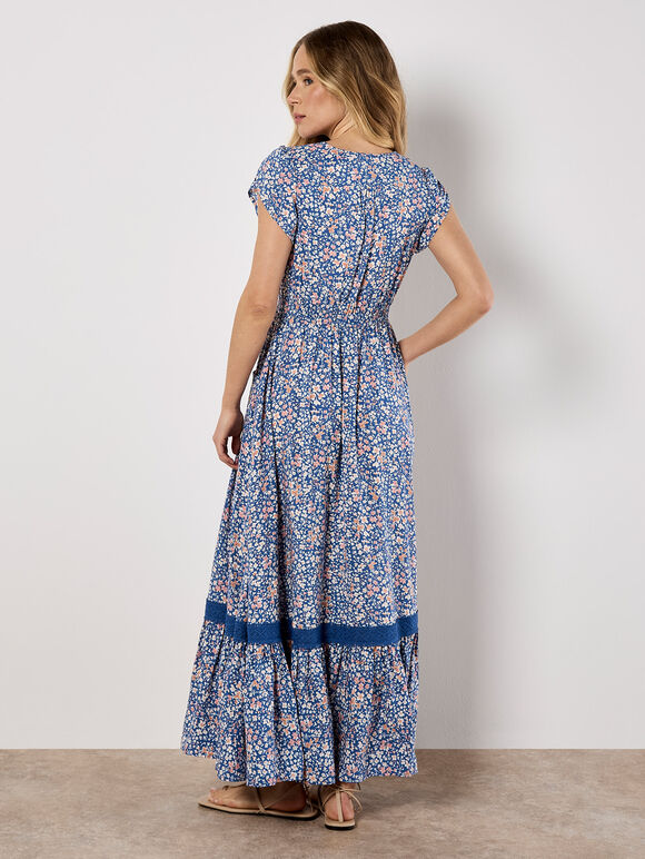 Ditsy Floral Maxi Dress, Blue, large