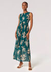 Botanical Blooms Chiffon Maxi Dress, Green, large